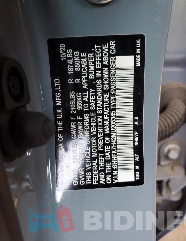 SHHFK7H42MU205345 Photo# 12