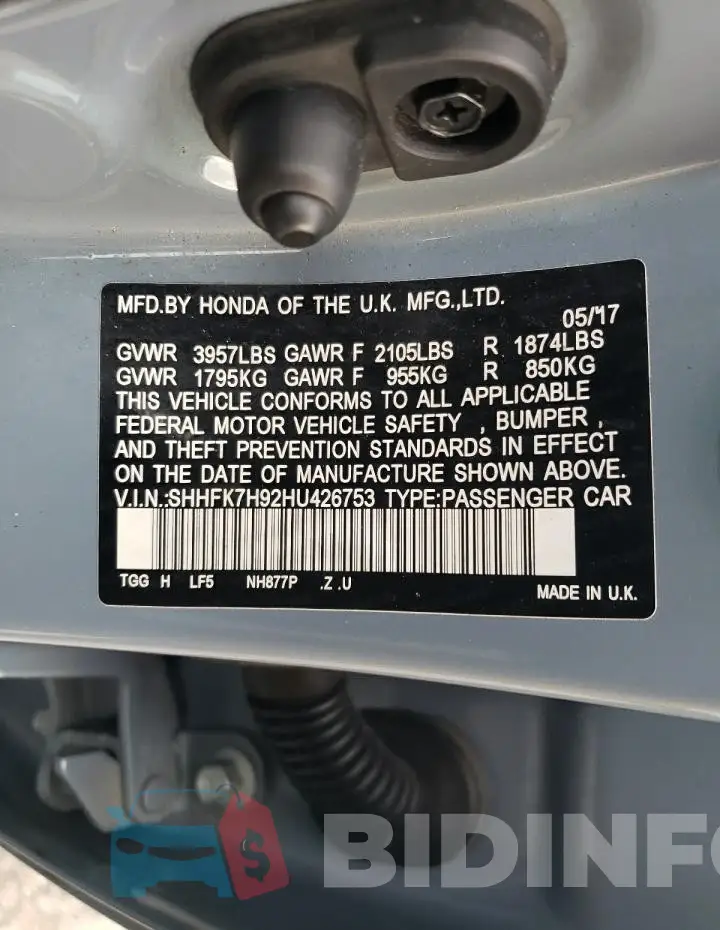 SHHFK7H92HU426753 Photo# 12
