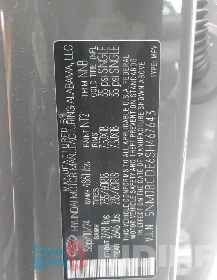 5NMJBCDE6SH467643 Photo# 14