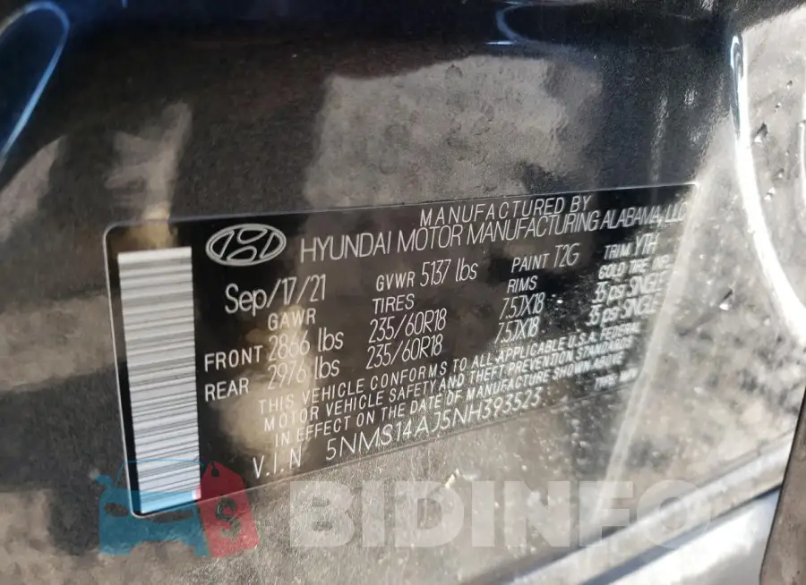 5NMS14AJ5NH393523 Photo# 14