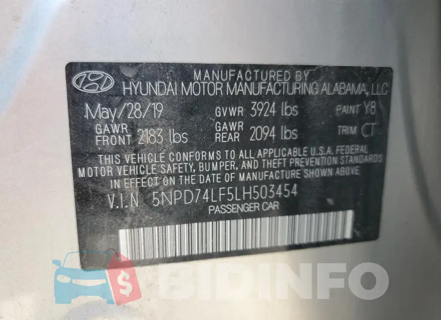 5NPD74LF5LH503454 Photo# 13
