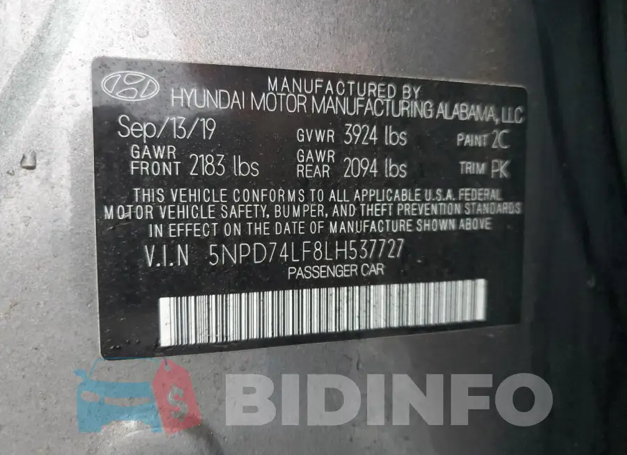 5NPD74LF8LH537727 Photo# 12