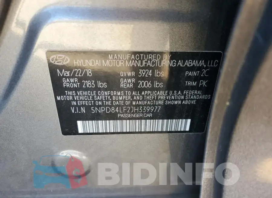 5NPD84LF2JH339977 Photo# 12