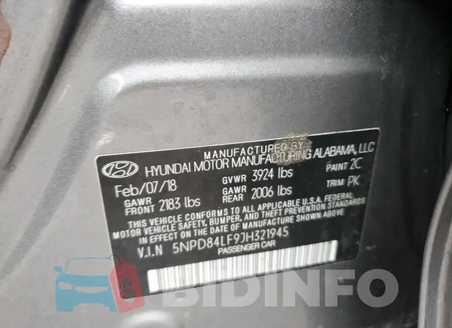 5NPD84LF9JH321945 Photo# 12