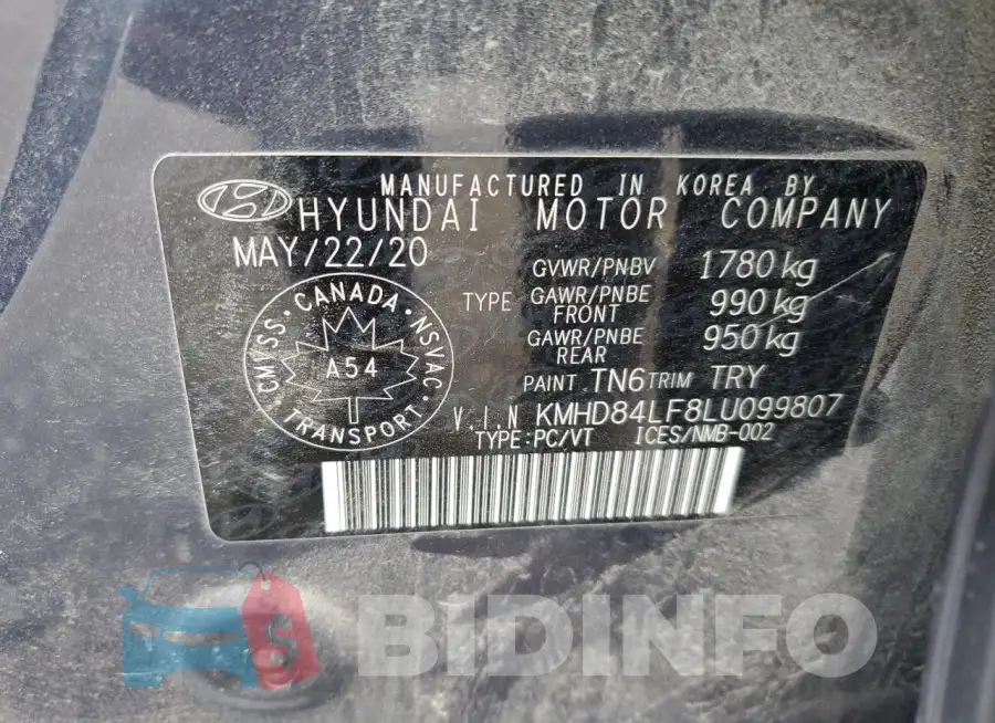 KMHD84LF8LU099807 Photo# 12