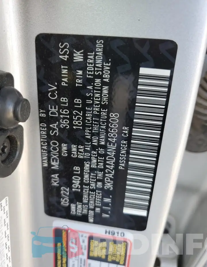 3KPA24AD4NE486608 Photo# 12
