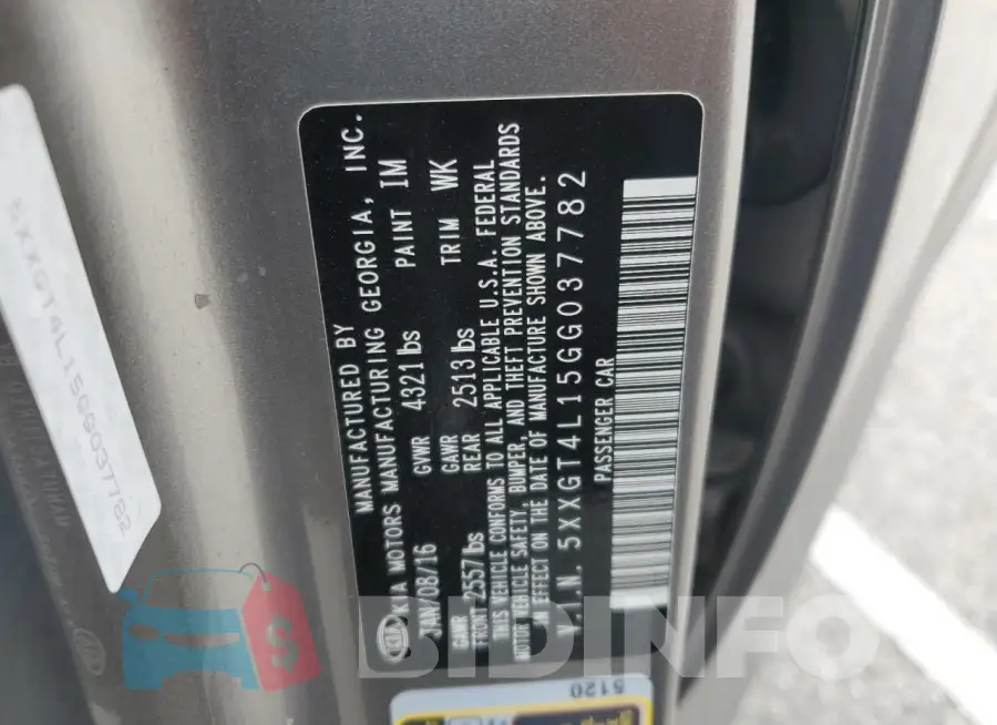 5XXGT4L15GG037782 Photo# 12