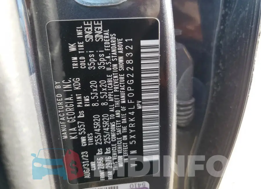 5XYRK4LF0PG228321 Photo# 13