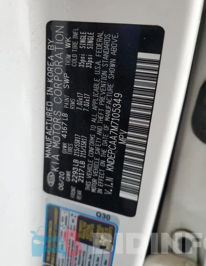 KNDEPCAA7M7105349 Photo# 13