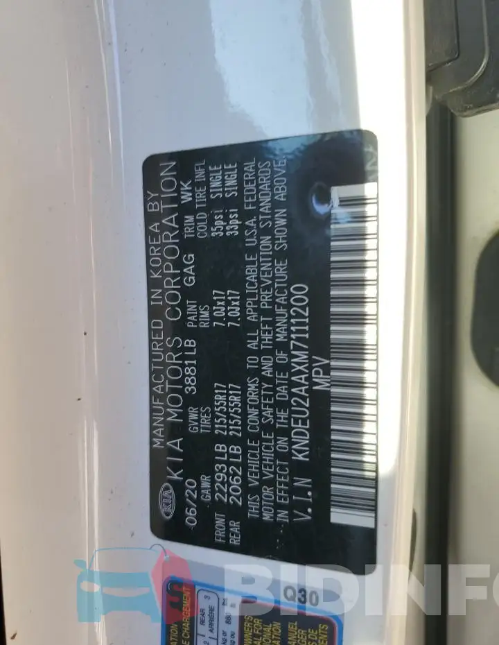 KNDEU2AAXM7111200 Photo# 13