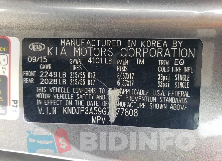 KNDJP3A59G7277808 Photo# 12