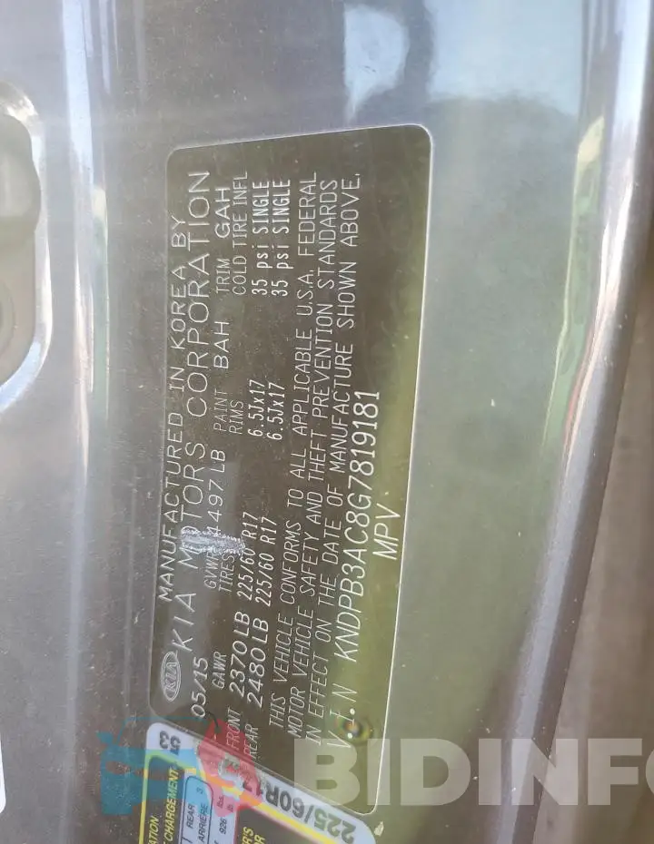 KNDPB3AC8G7819181 Photo# 13