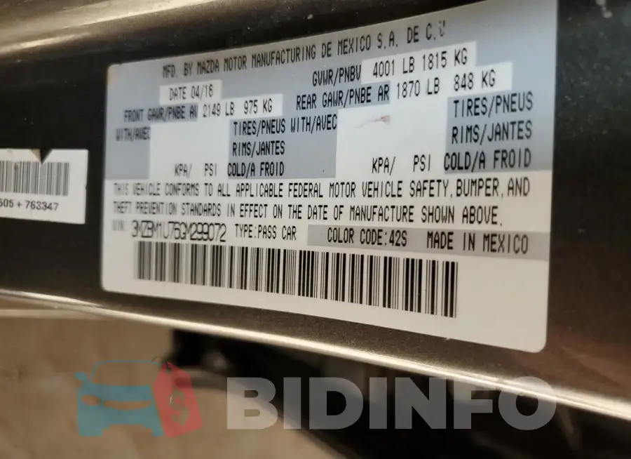 3MZBM1U76GM299072 Photo# 12