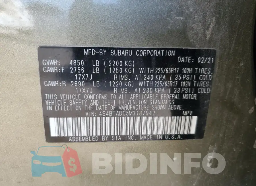 4S4BTADC5M3187942 Photo# 14