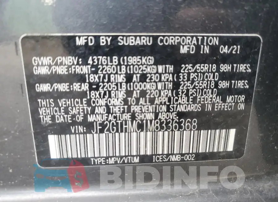 JF2GTHMC1M8336368 Photo# 13