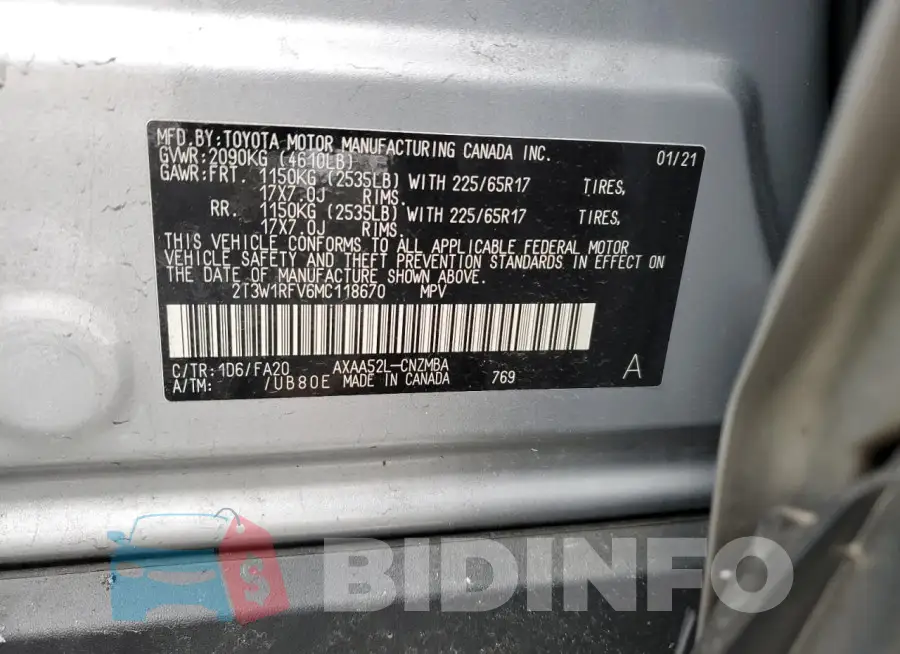 2T3W1RFV6MC118670 Photo# 13