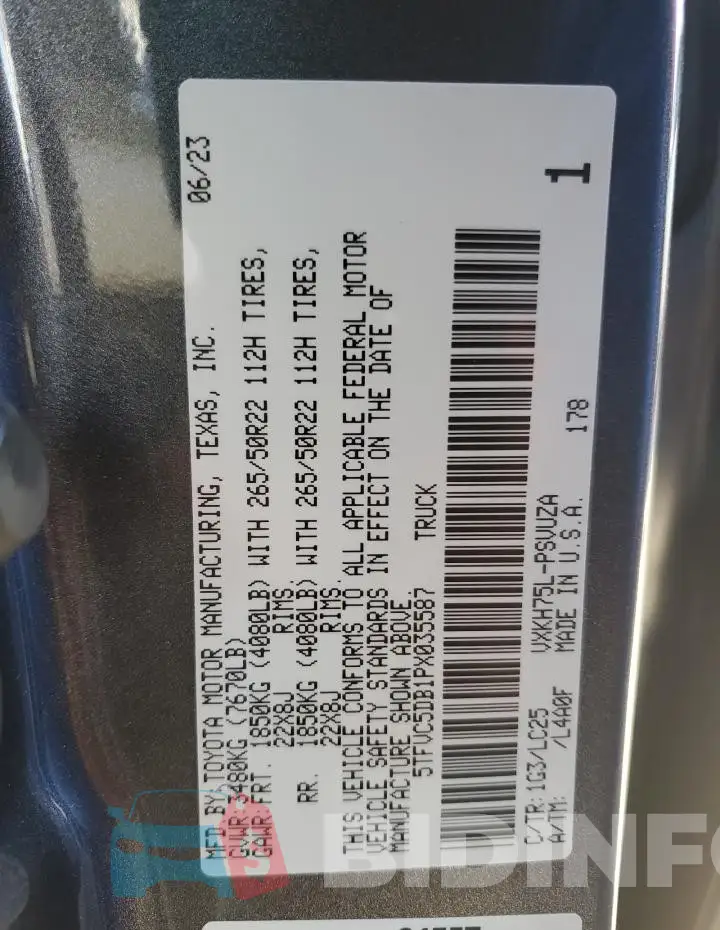 5TFVC5DB1PX035587 Photo# 12