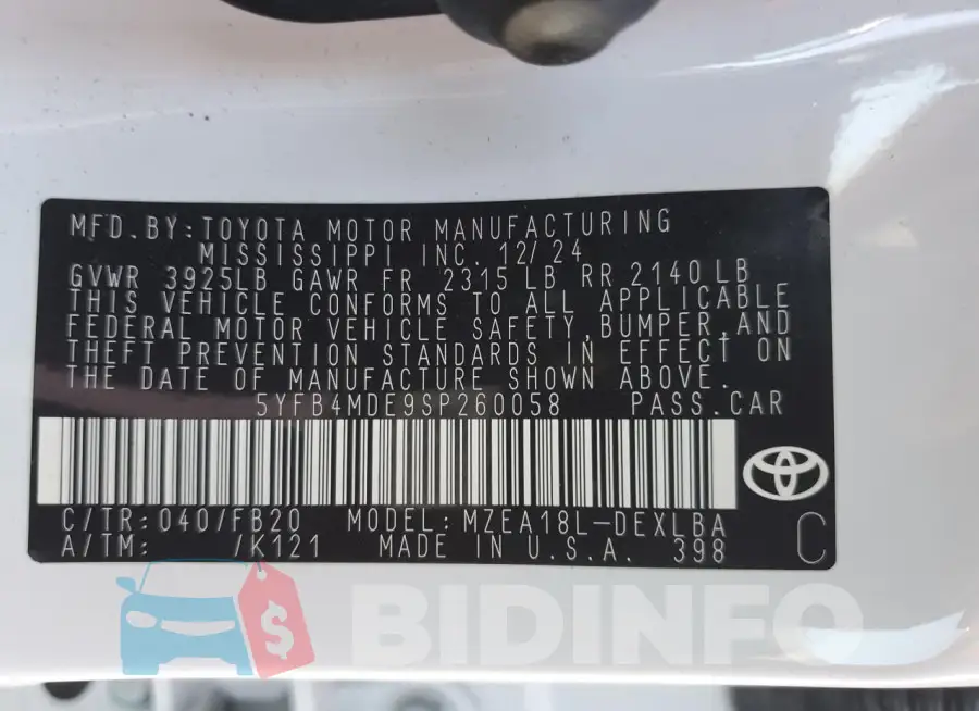 5YFB4MDE9SP260058 Photo# 12
