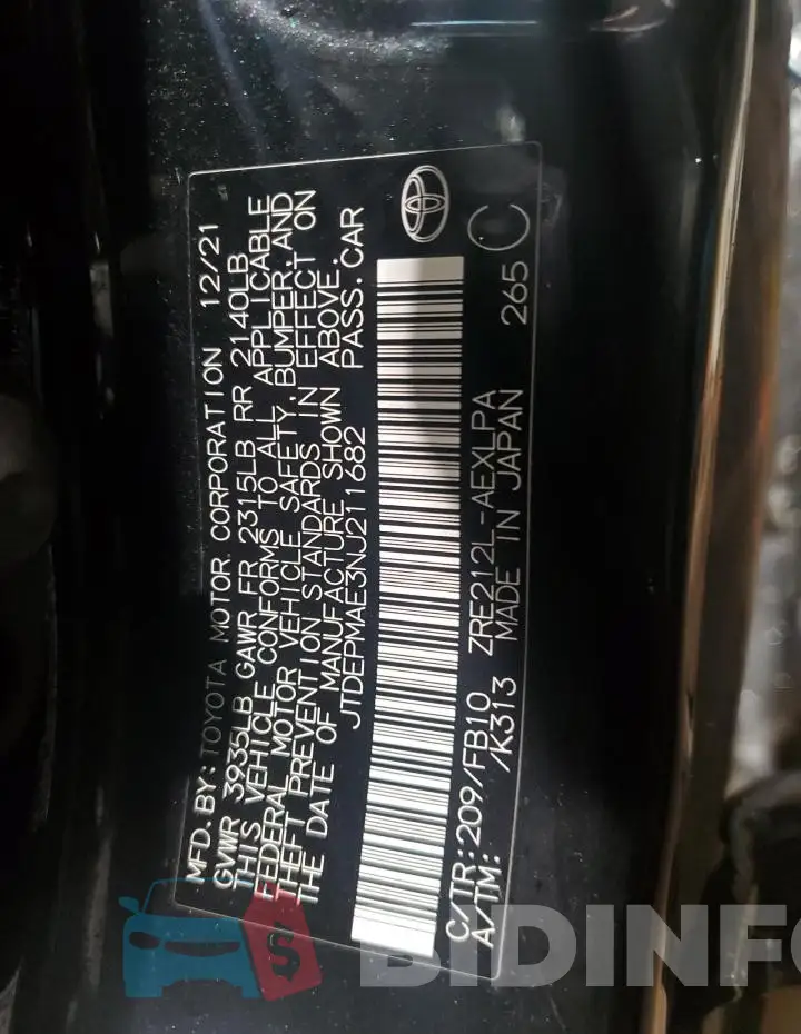 JTDEPMAE3NJ211682 Photo# 12