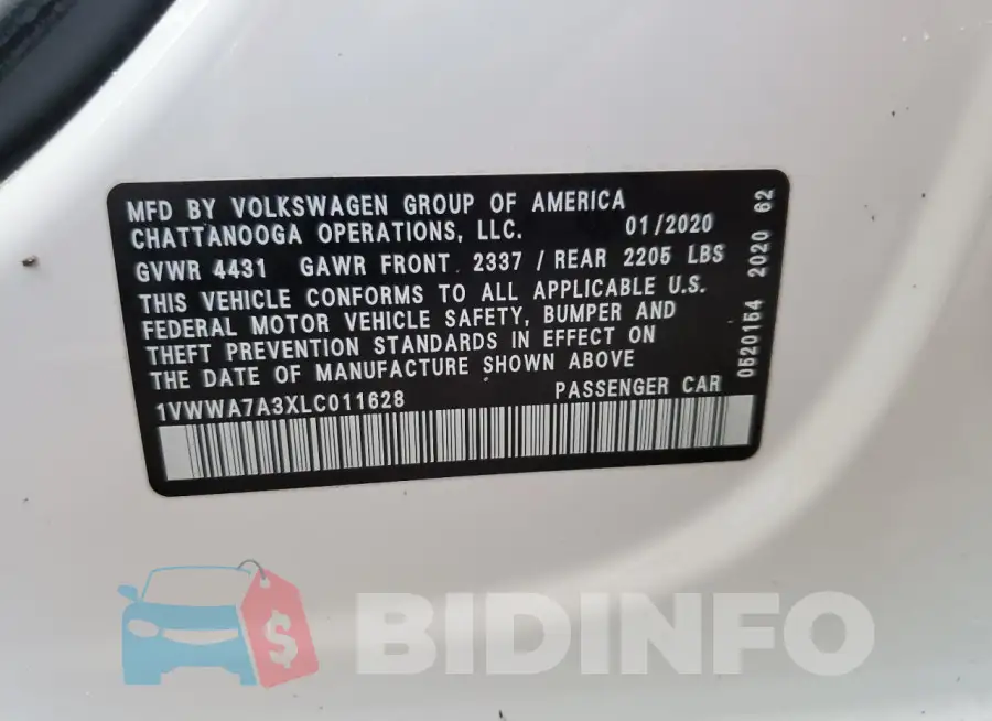 1VWWA7A3XLC011628 Photo# 13