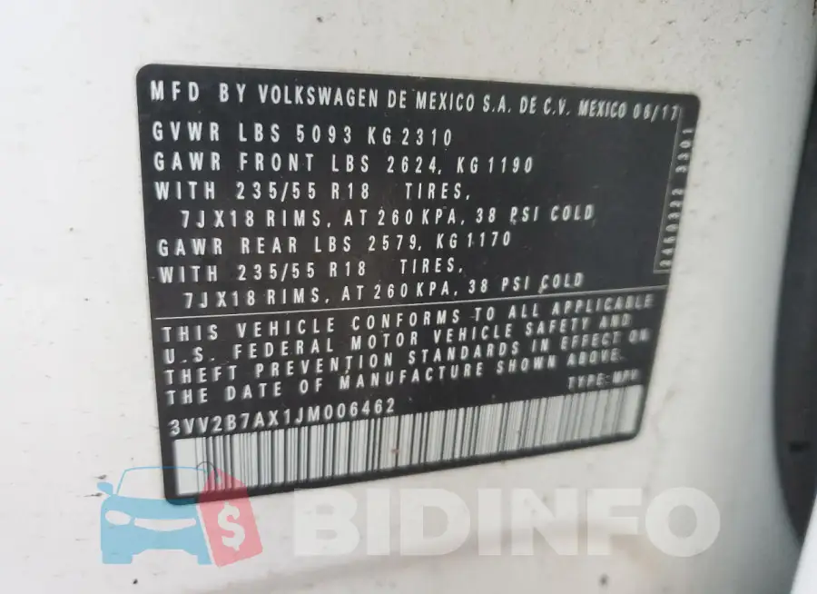 3VV2B7AX1JM006462 Photo# 13