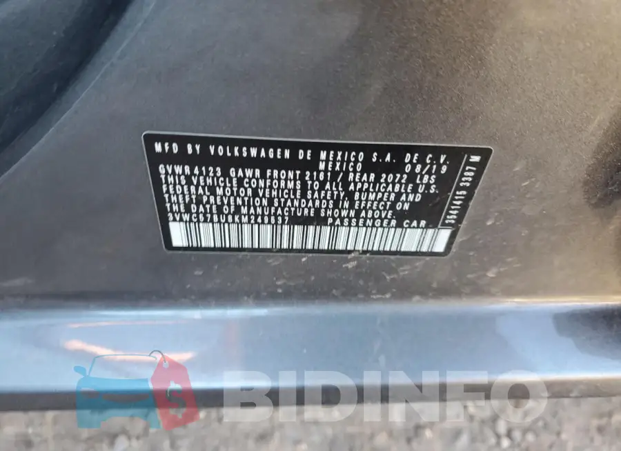 3VWC57BU8KM249537 Photo# 12