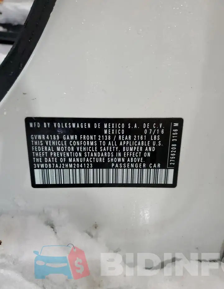 3VWDB7AJ2HM204123 Photo# 12