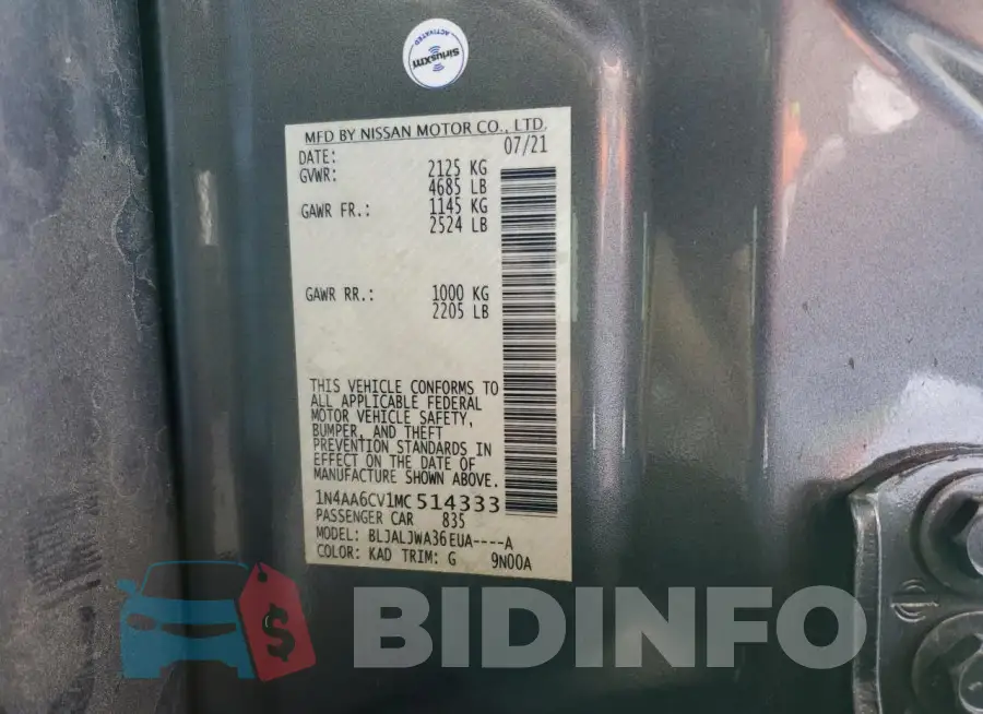 1N4AA6CV1MC514333 Photo# 13