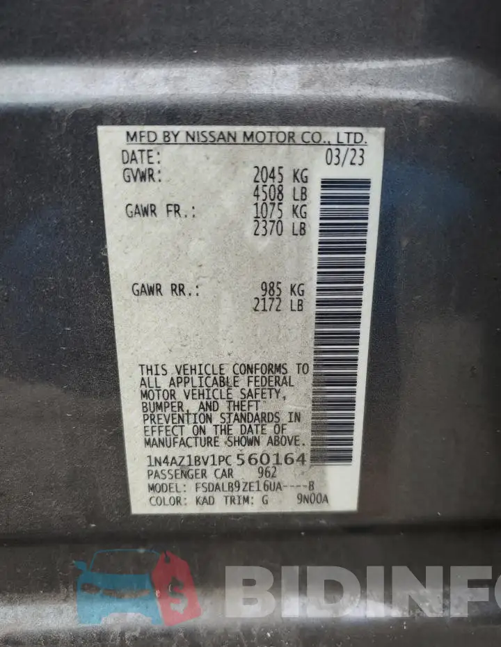 1N4AZ1BV1PC560164 Photo# 12