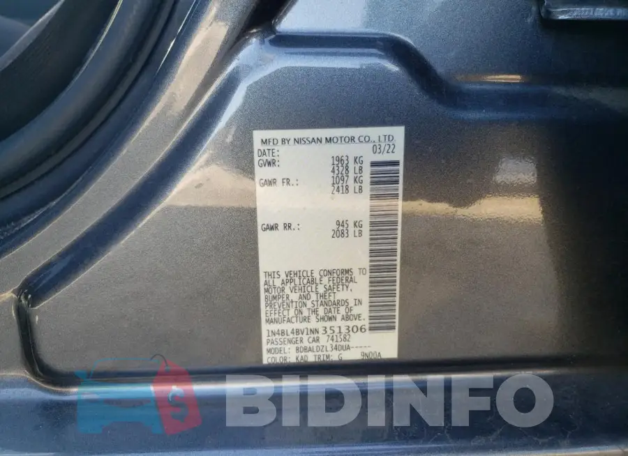 1N4BL4BV1NN351306 Photo# 12