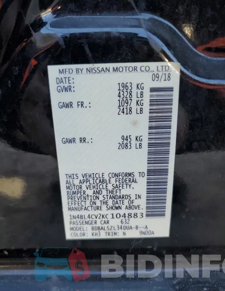 1N4BL4CV2KC104883 Photo# 12