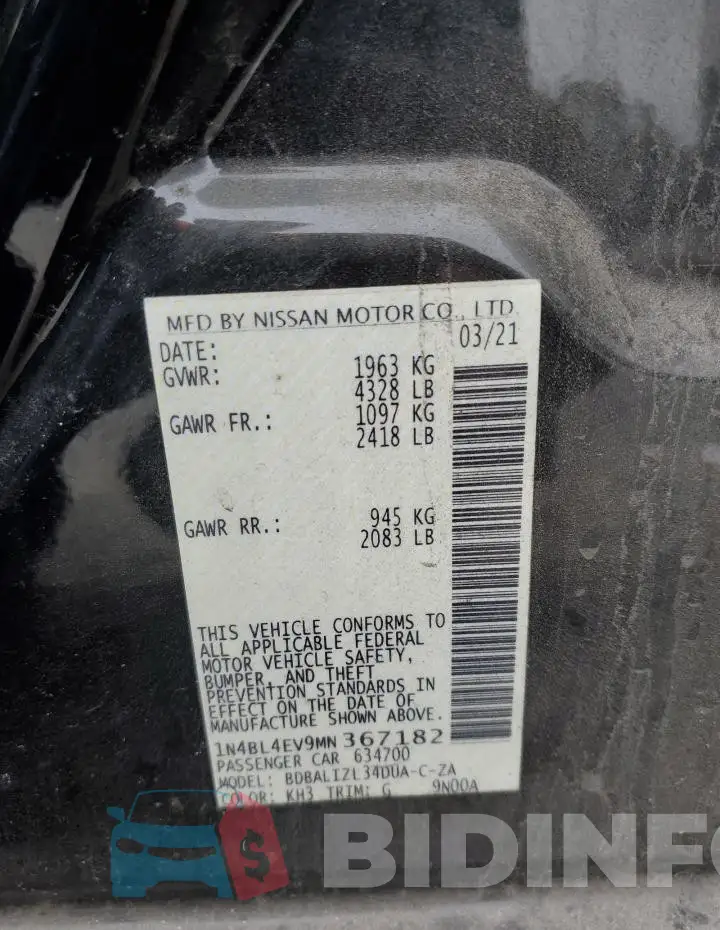 1N4BL4EV9MN367182 Photo# 12