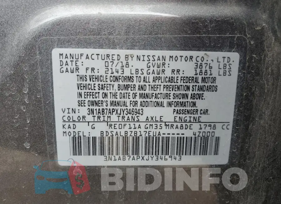 3N1AB7APXJY346943 Photo# 12