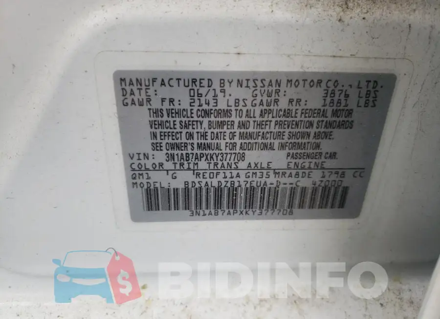 3N1AB7APXKY377708 Photo# 12