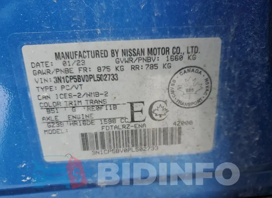 3N1CP5BV0PL502733 Photo# 12