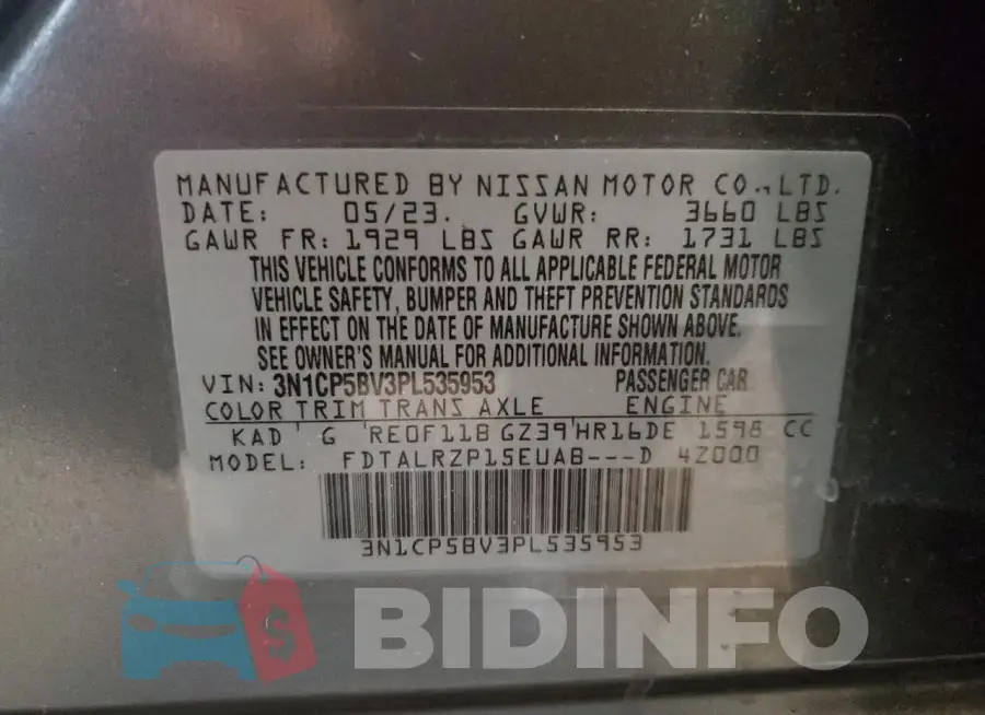3N1CP5BV3PL535953 Photo# 14
