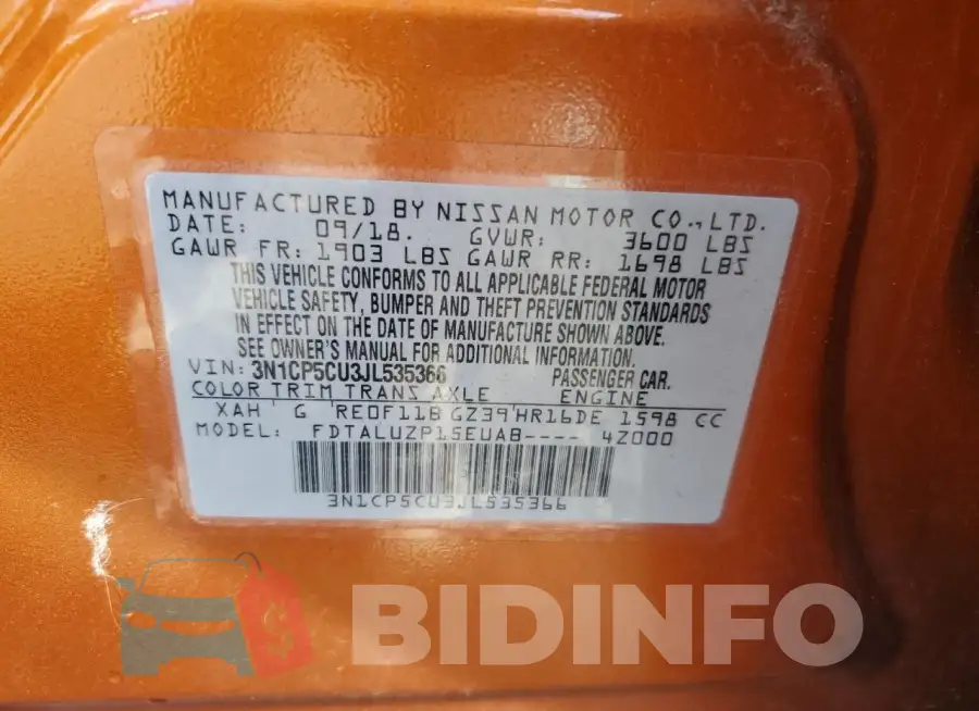 3N1CP5CU3JL535366 Photo# 14