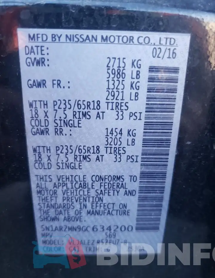 5N1AR2MN9GC634200 Photo# 13