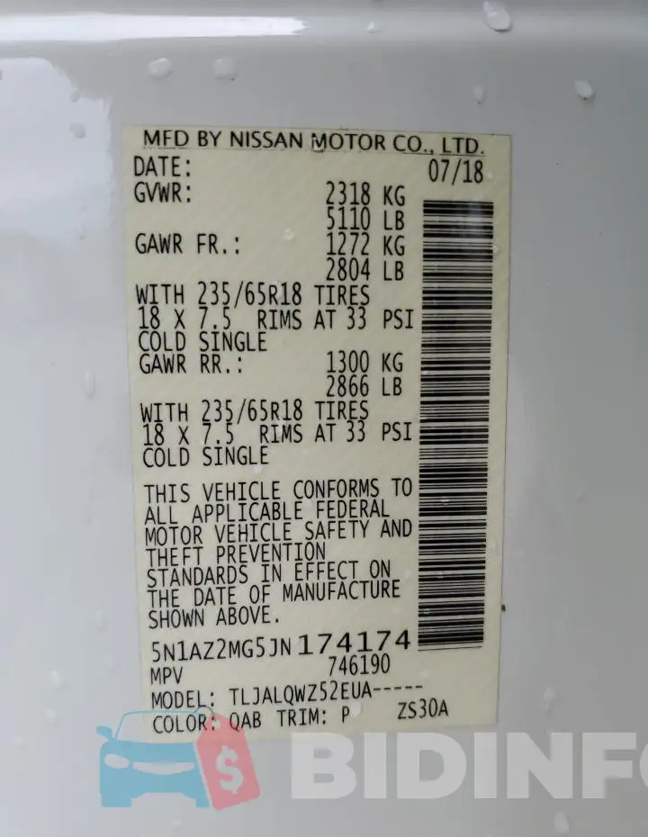 5N1AZ2MG5JN174174 Photo# 13