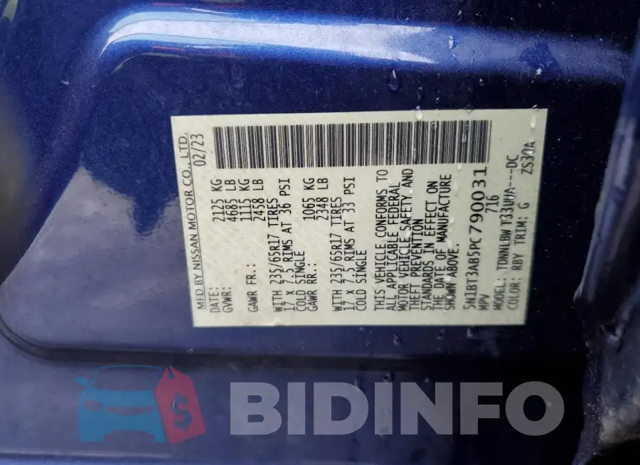 5N1BT3AB5PC790031 Photo# 14