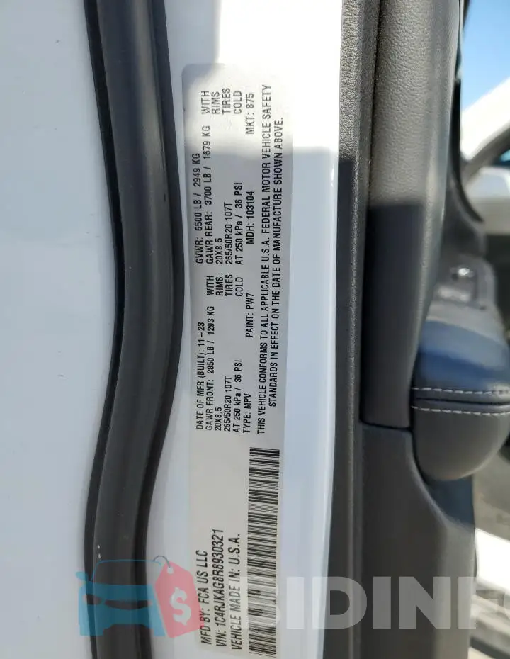1C4RJKAG8R8930321 Photo# 13