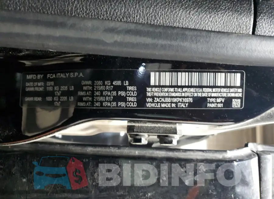 ZACNJBB19KPK16976 Photo# 13