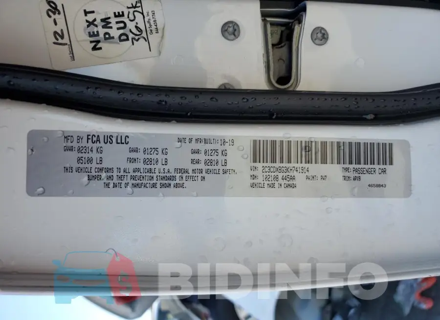 2C3CDXBG3KH741914 Photo# 13