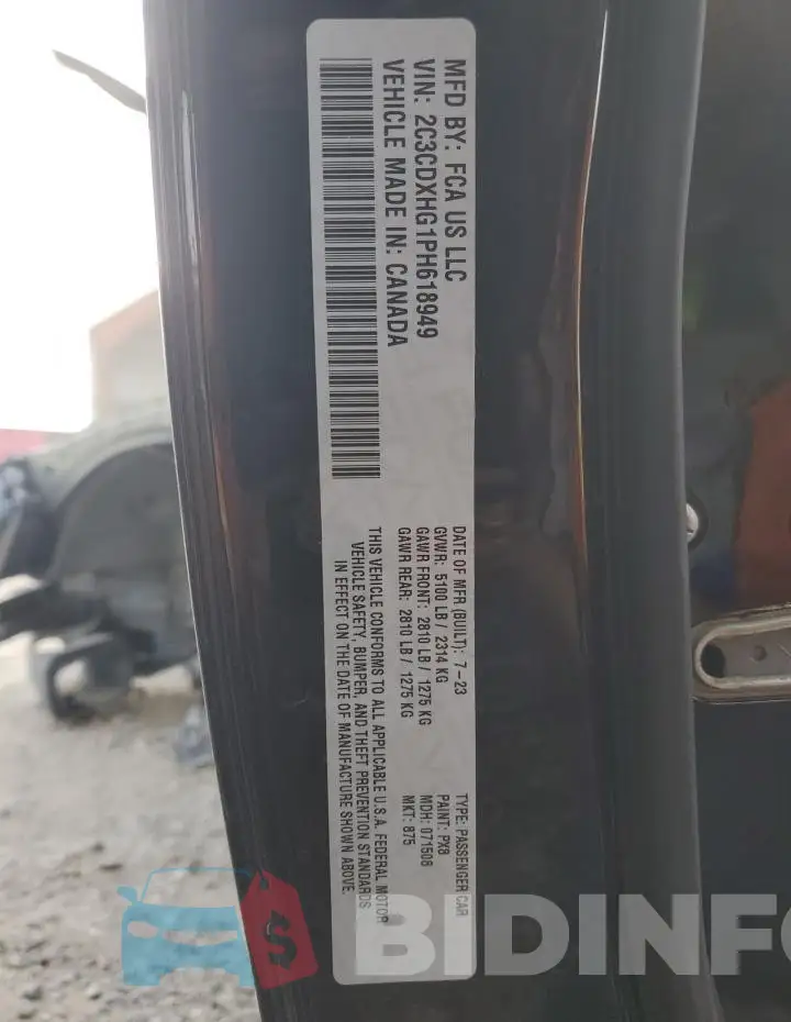 2C3CDXHG1PH618949 Photo# 13
