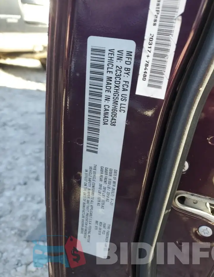 2C3CDXHG5MH605438 Photo# 12
