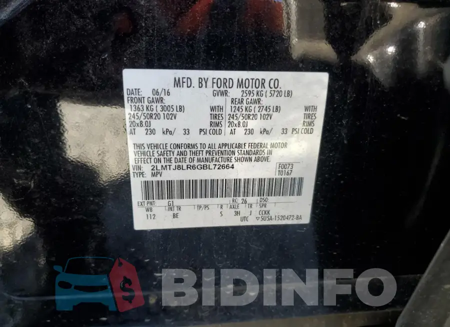 2LMTJ8LR6GBL72664 Photo# 14