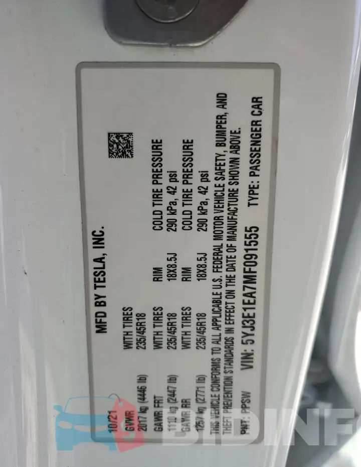 5YJ3E1EA7MF091555 Photo# 12