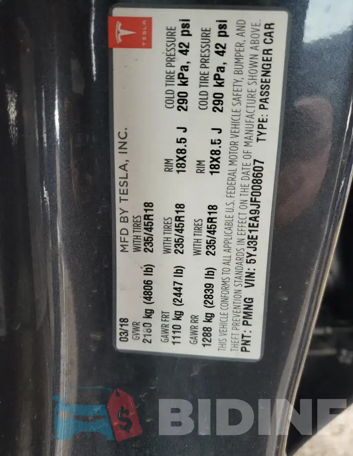5YJ3E1EA9JF008607 Photo# 12