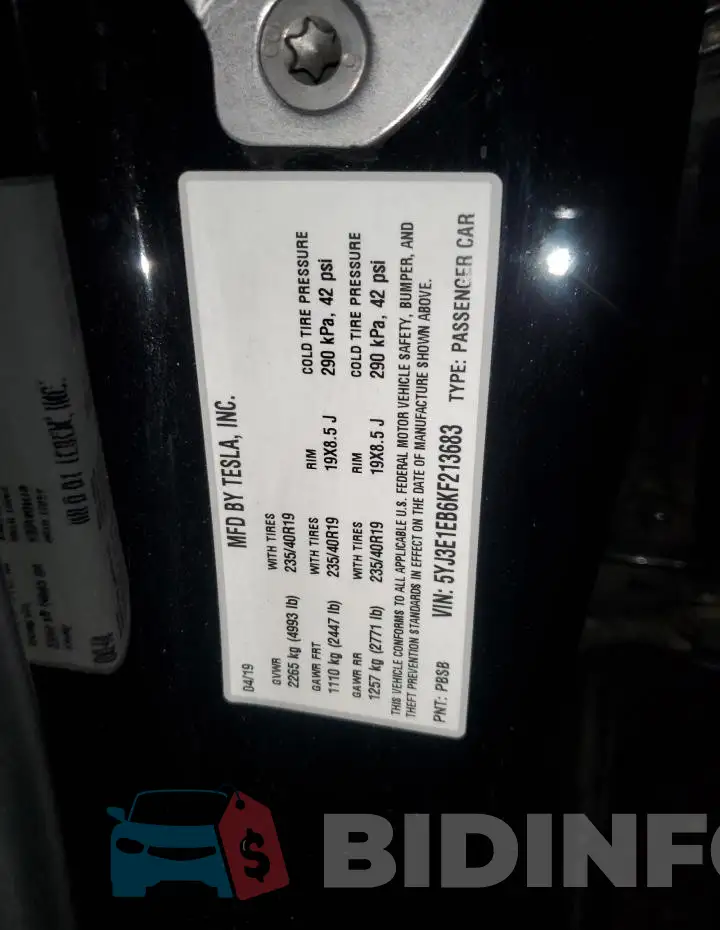 5YJ3E1EB6KF213683 Photo# 12