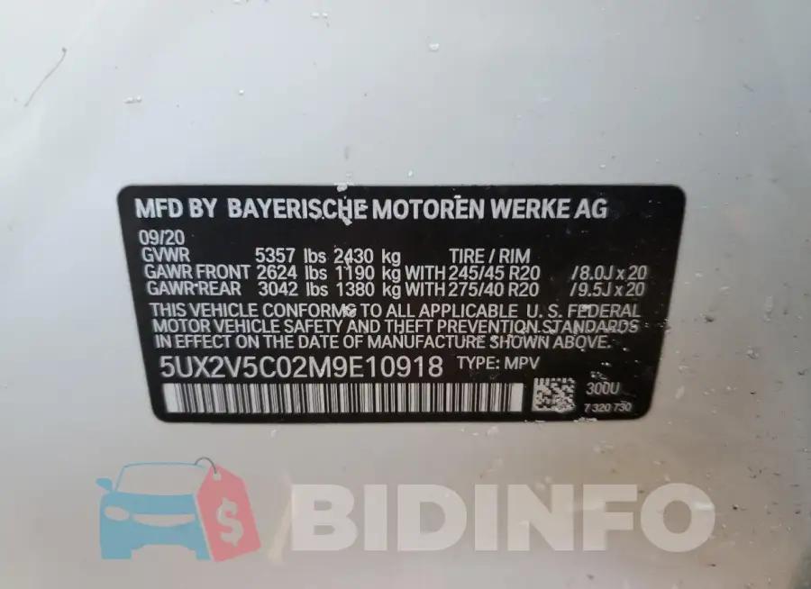 5UX2V5C02M9E10918 Photo# 13